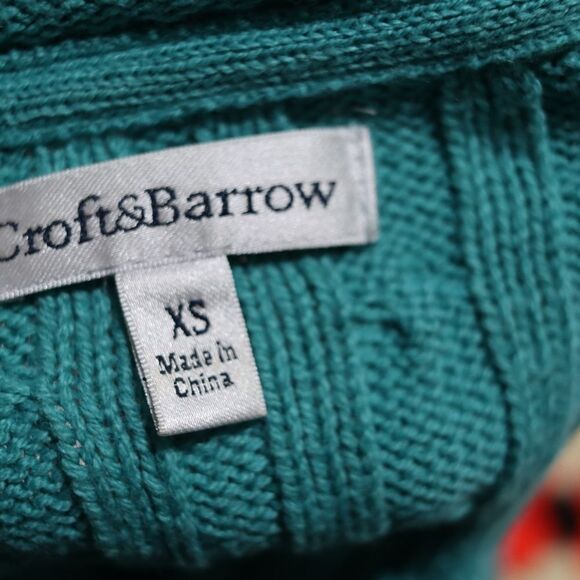 Croft & Barrow Teal Blue Crewneck Knit Vintage 90s Sweater XS - Picture 11 of 13